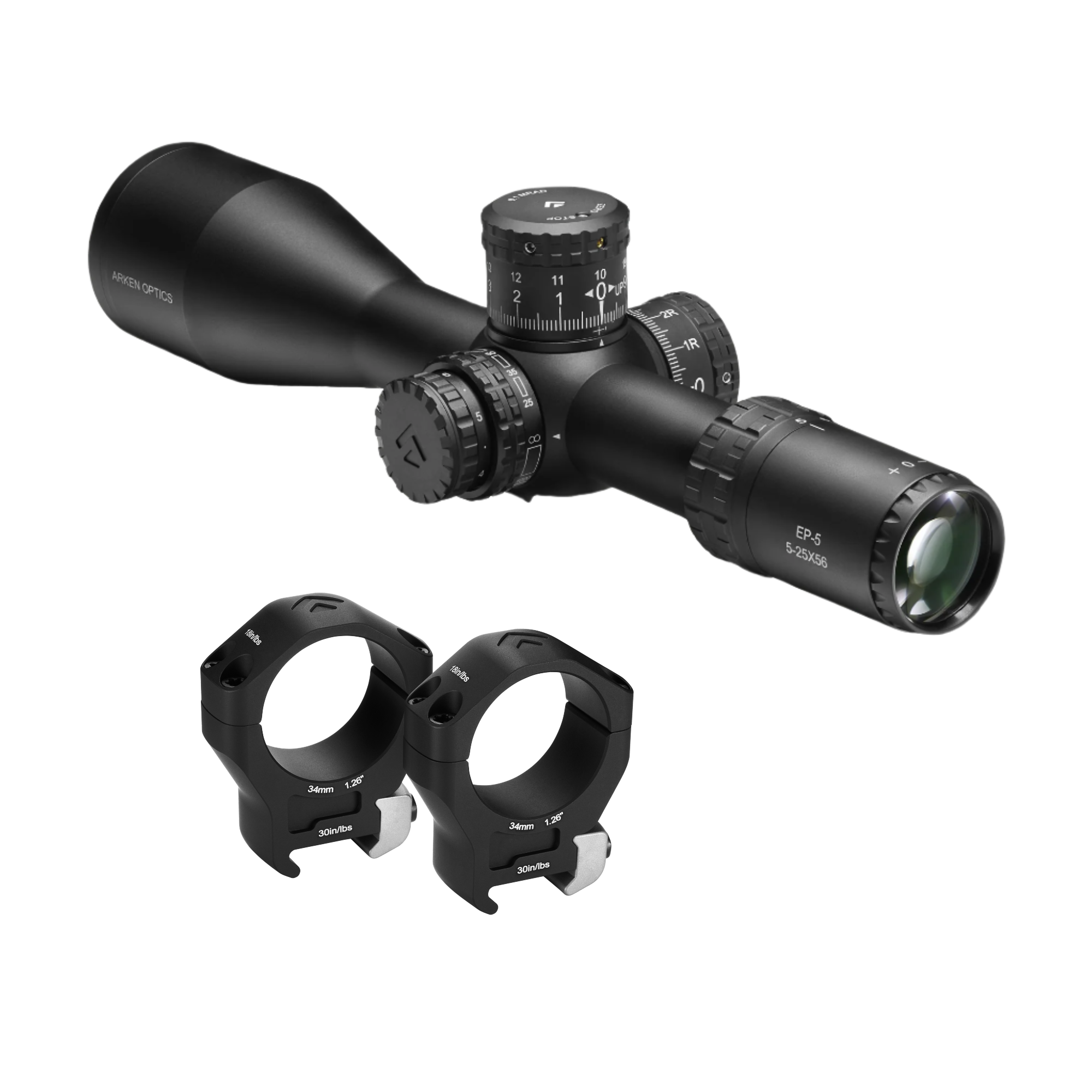 ARKEN OPTICS EP-5 5-25x56 FFP — Precisão Máxima com Retículo VPR MIL e Anéis de Titânio
