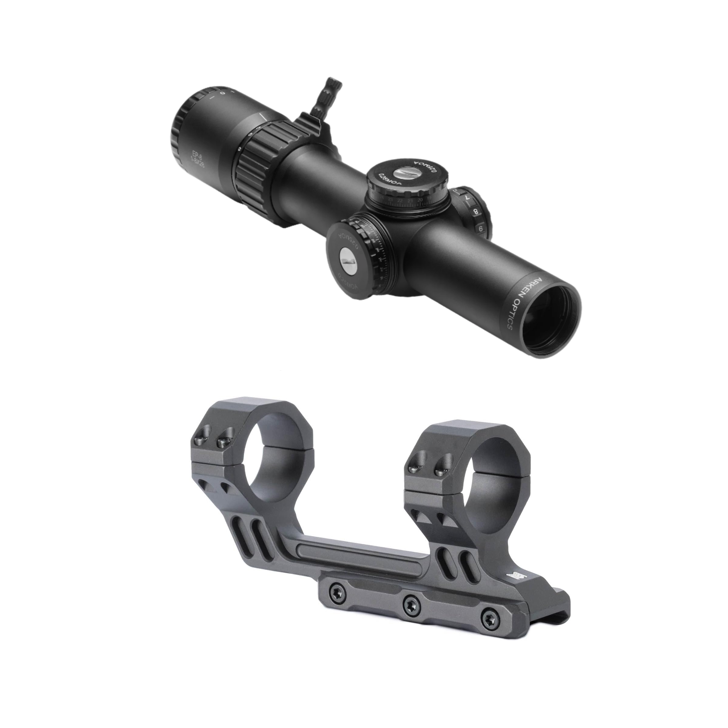 LPVO Arken EP-8 1-8x28 FFP com cantilever Deadlock Series 2" offset