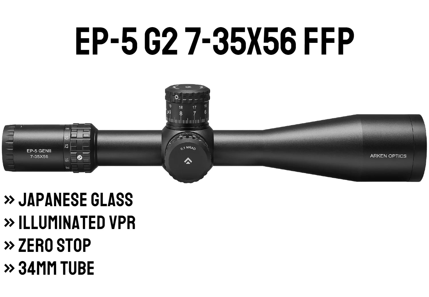 Luneta Arken Optics EP-5 7-35X56 Gen 2 FFP MIL VPR – Potência Extrema, Precisão Incomparável