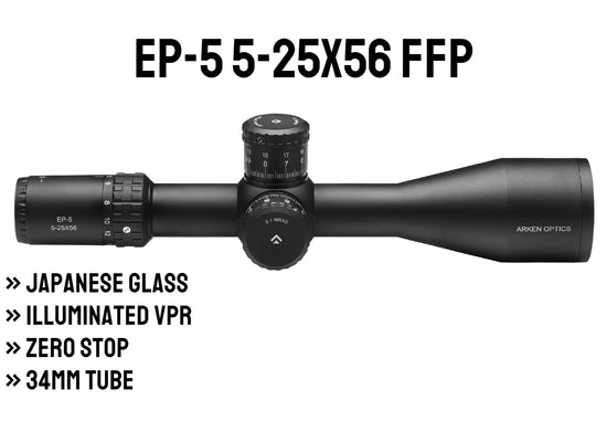 Luneta Arken Optics EP-5 5-25x56 FFP – Precisão Extrema para Longa Distância!