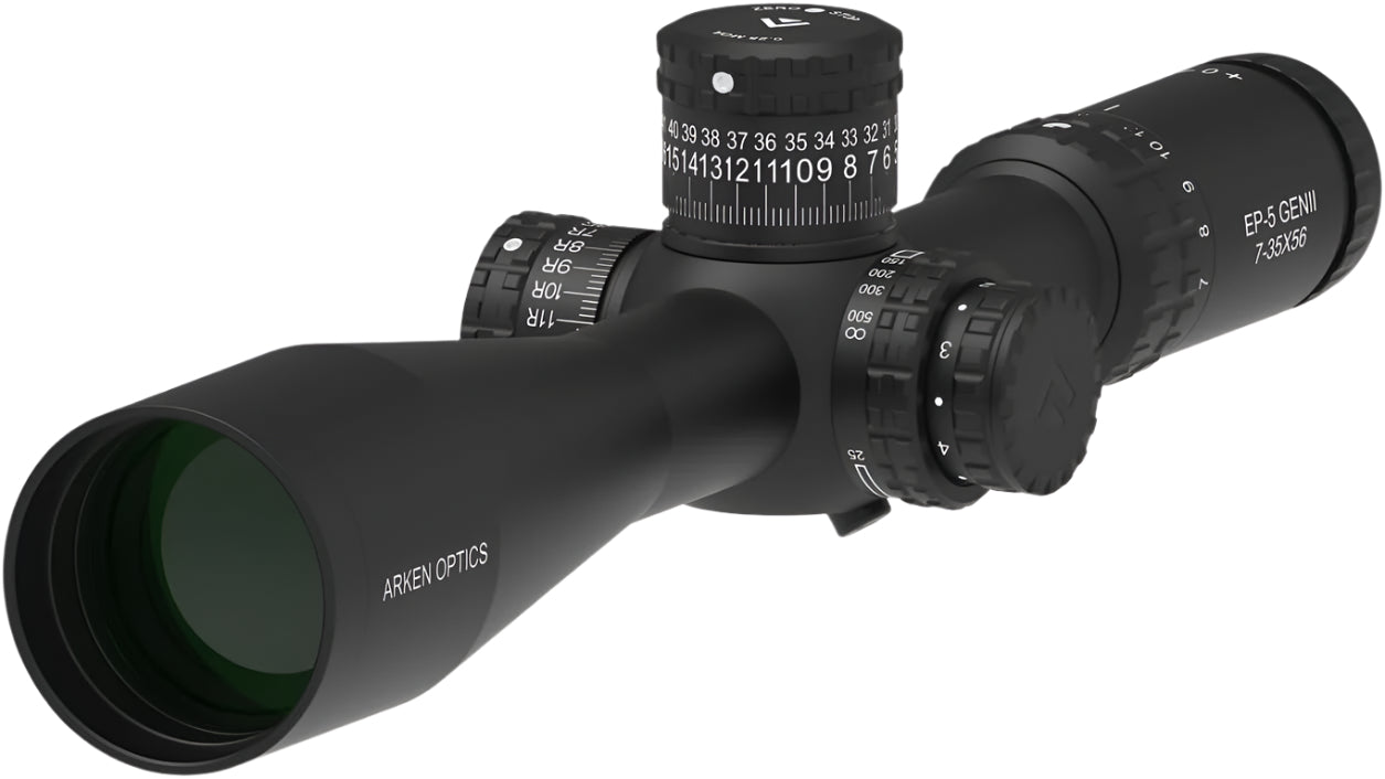 Luneta Arken Optics EP-5 7-35X56 Gen 2 FFP MIL VPR – Potência Extrema, Precisão Incomparável