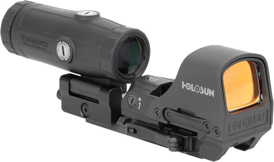 Holosun HS510C-GR + HM3X Combo – Red Dot Verde com Magnifier 3x + QD + Titanium Hood
