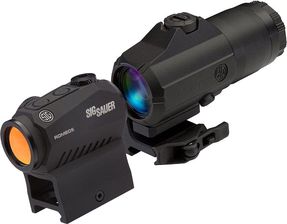 SIG SAUER ROMEO5 + JULIET3 Red Dot &amp; Magnifier Combo – Sistema Óptico Versátil para Aquisição Rápida e Engajamento em Distância