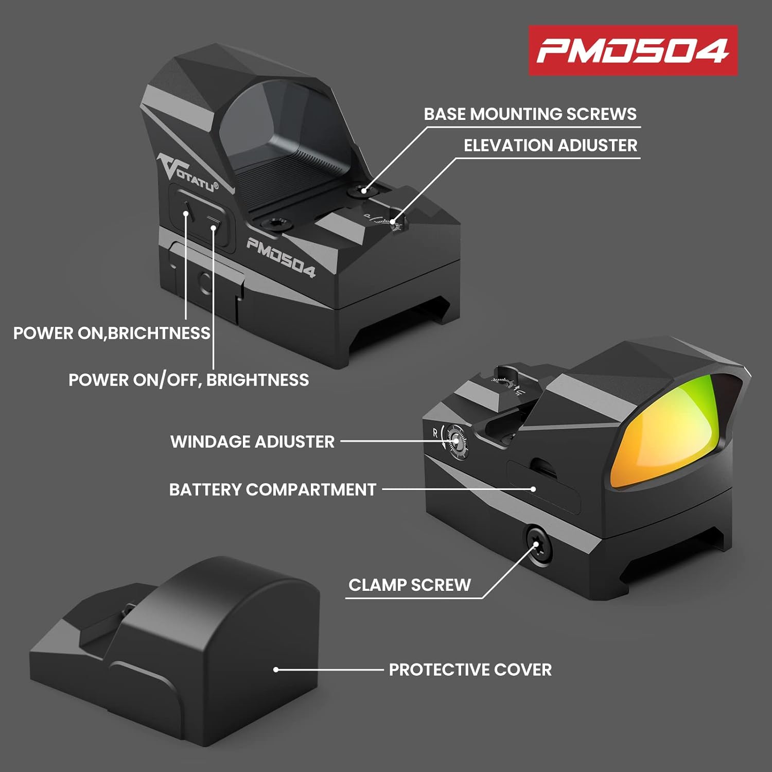Red Dot  Votatu PMD504-R – Compacto com Shake Awake, Compatível com Footprint RMR