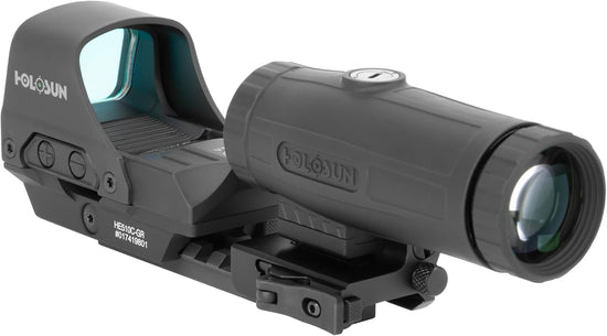Holosun HS510C-GR + HM3X Combo – Red Dot Verde com Magnifier 3x + QD + Titanium Hood