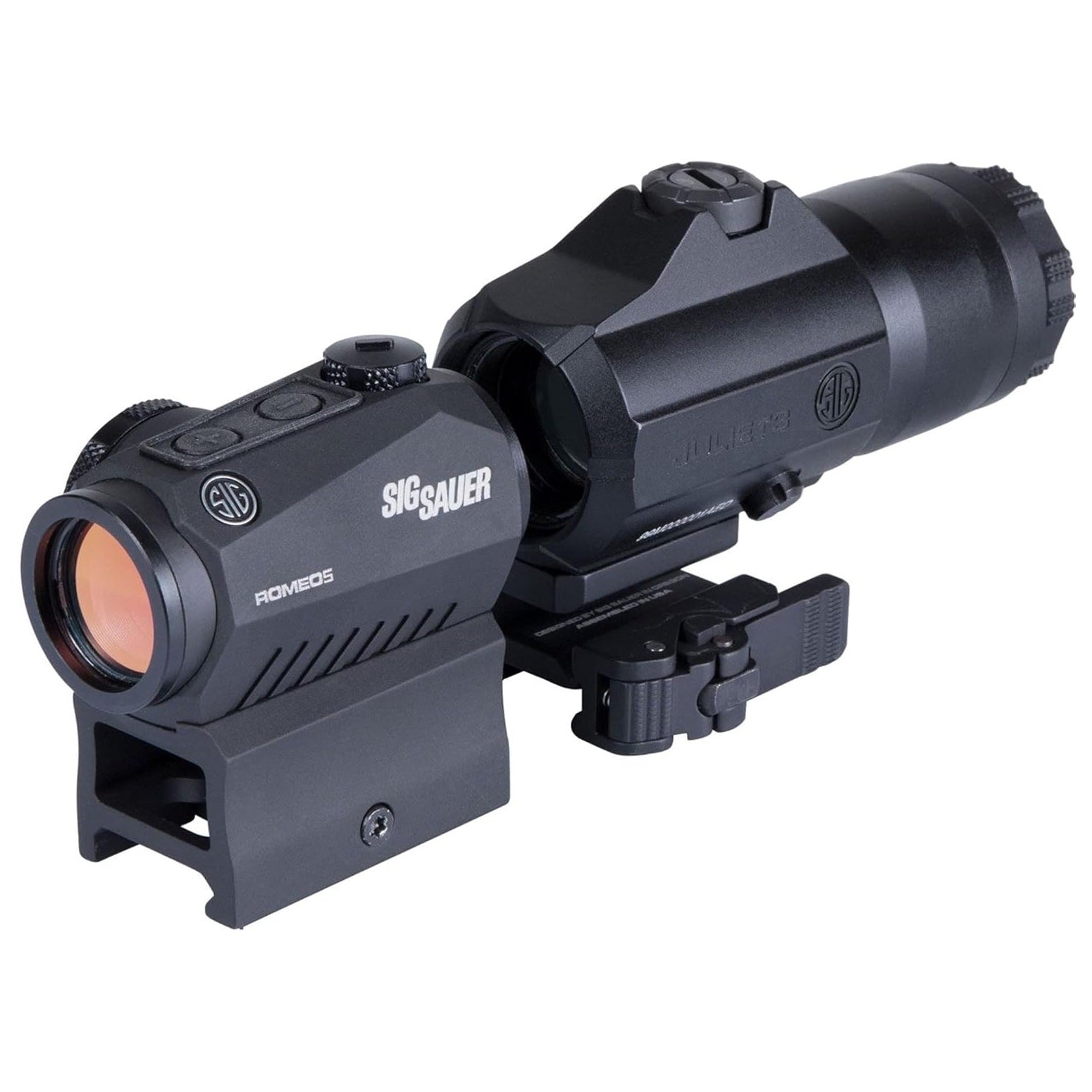 SIG SAUER ROMEO5 + JULIET3 Red Dot &amp; Magnifier Combo – Sistema Óptico Versátil para Aquisição Rápida e Engajamento em Distância