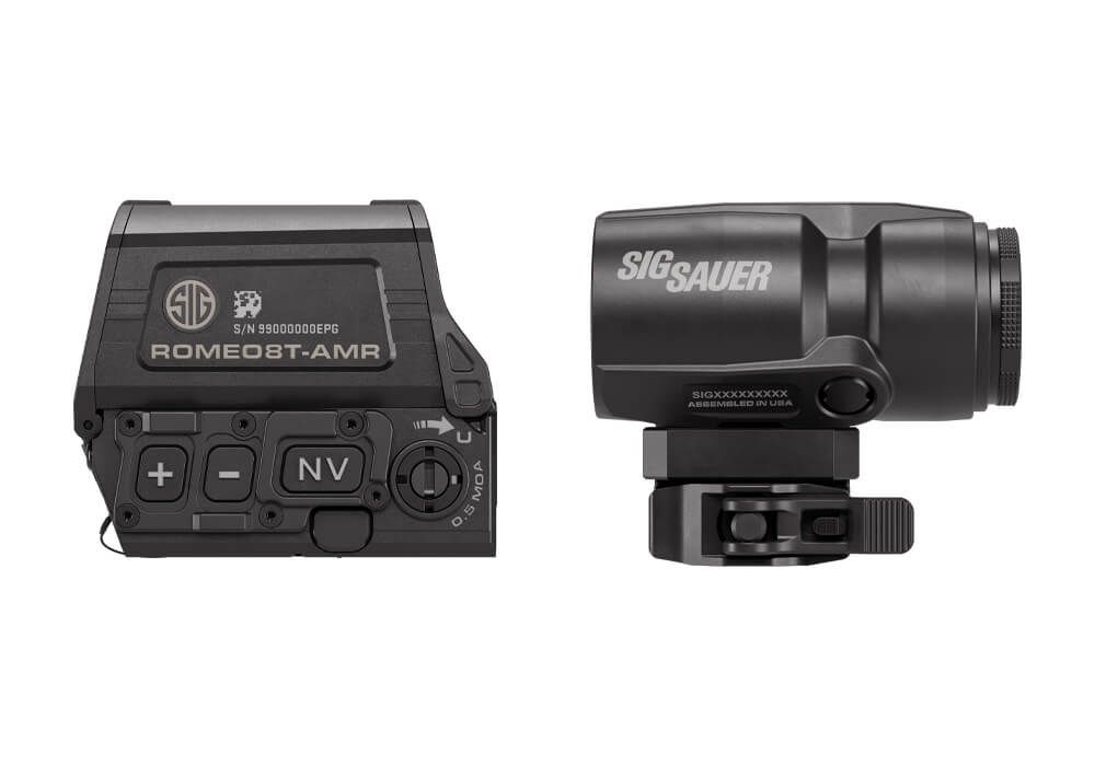 Sig Sauer ROMEO8T-AMR 1×40 + JULIET3T Micro 3×22 Combo | Red Dot Militar + Magnifier para Dominar dos 5 aos 500 m