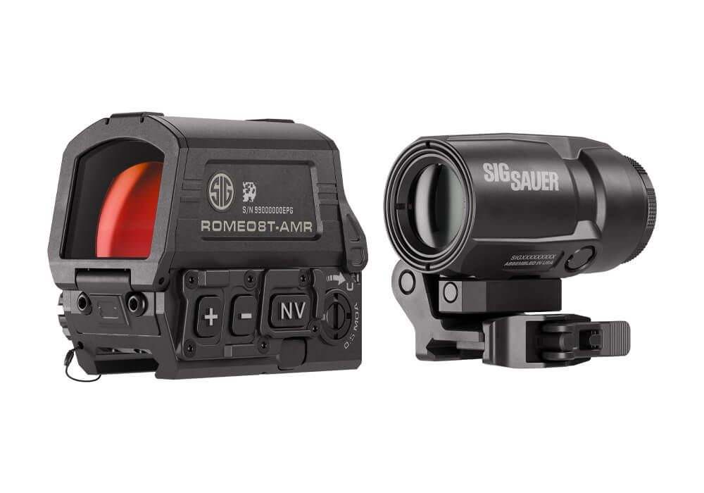 Sig Sauer ROMEO8T-AMR 1×40 + JULIET3T Micro 3×22 Combo | Red Dot Militar + Magnifier para Dominar dos 5 aos 500 m